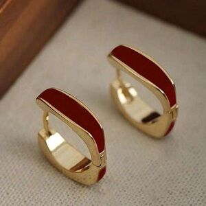 Minimalist Chic Geometric Fashion Party Red Hoop Stainless Steel Earrings